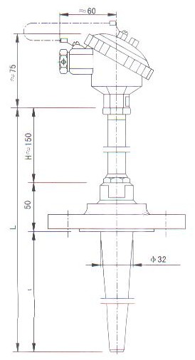  Conical pipe flange connection thermocouple (thermal resistance) product structure