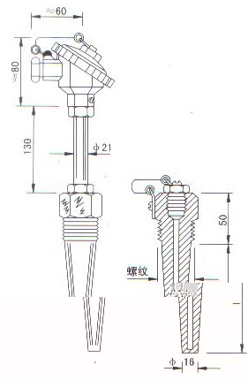  Low temperature thermocouple (thermal resistance) product structure
